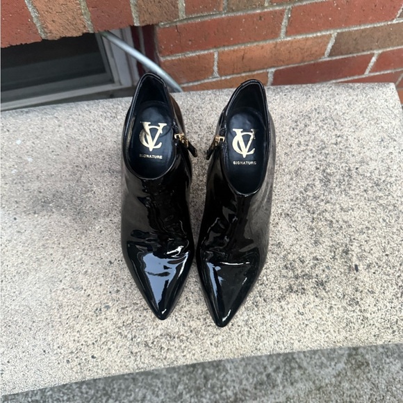 Vince Camuto Signature Black Patent Leather Stiletto Ankle Booties - Picture 6 of 9